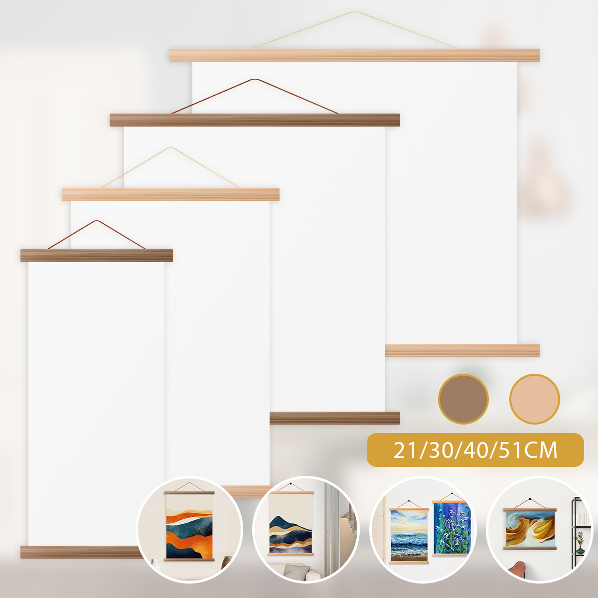 Engraved Wood Frame - 4 Stuks Foto Poster Hanger Frames