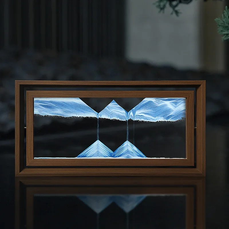 Engraved Wood Frame - 3d Draaibaar Zandlandschap Bewegend Zand Kunst