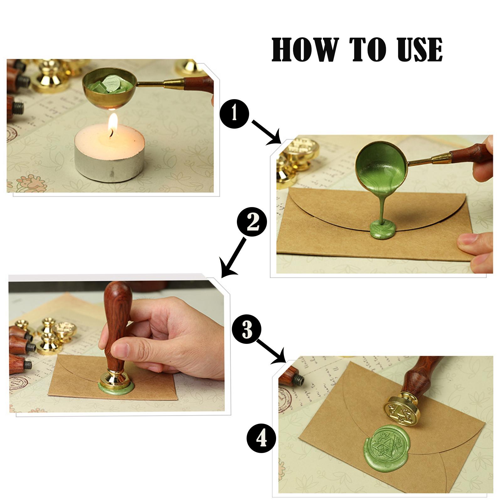 Wax Seal Letter Kit - Houten handvat briefzegel-waxstempelset met messing muntstempel