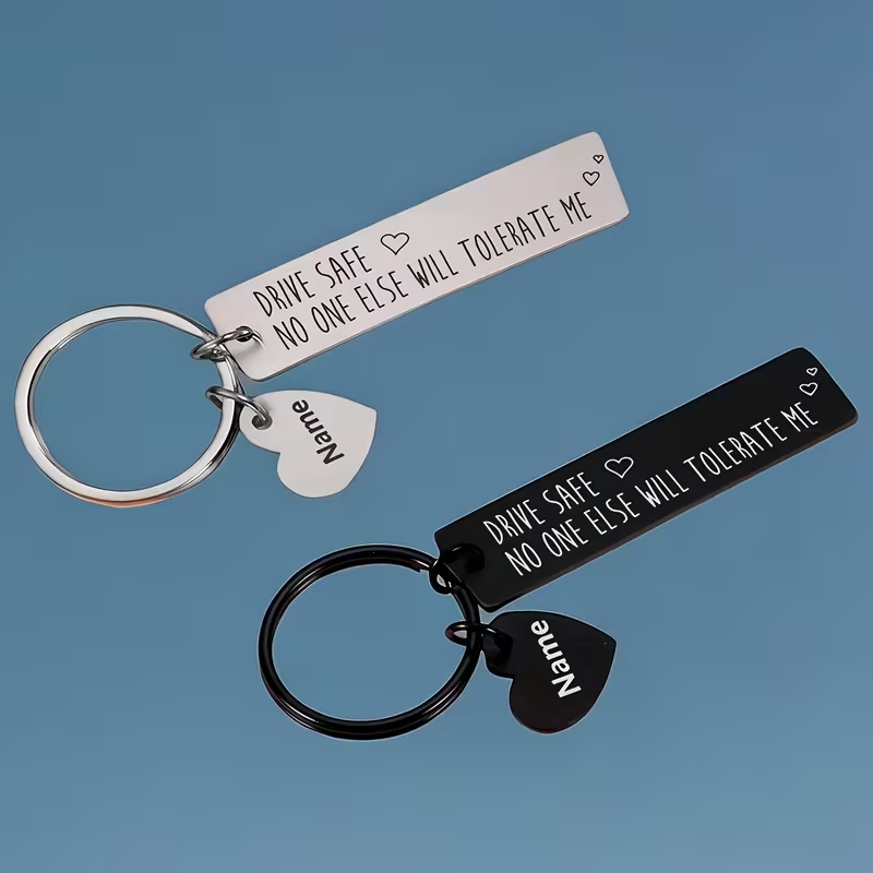 Initial Ring Custom - Aangepaste lasergegraveerde naamletter hanger sleutelhanger roestvrij