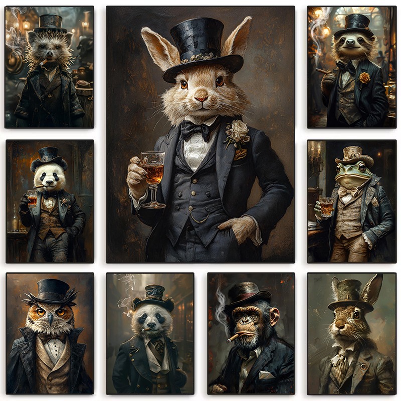 Pet Portrait Custom - Renaissance dierenportretten canvas print heer panda