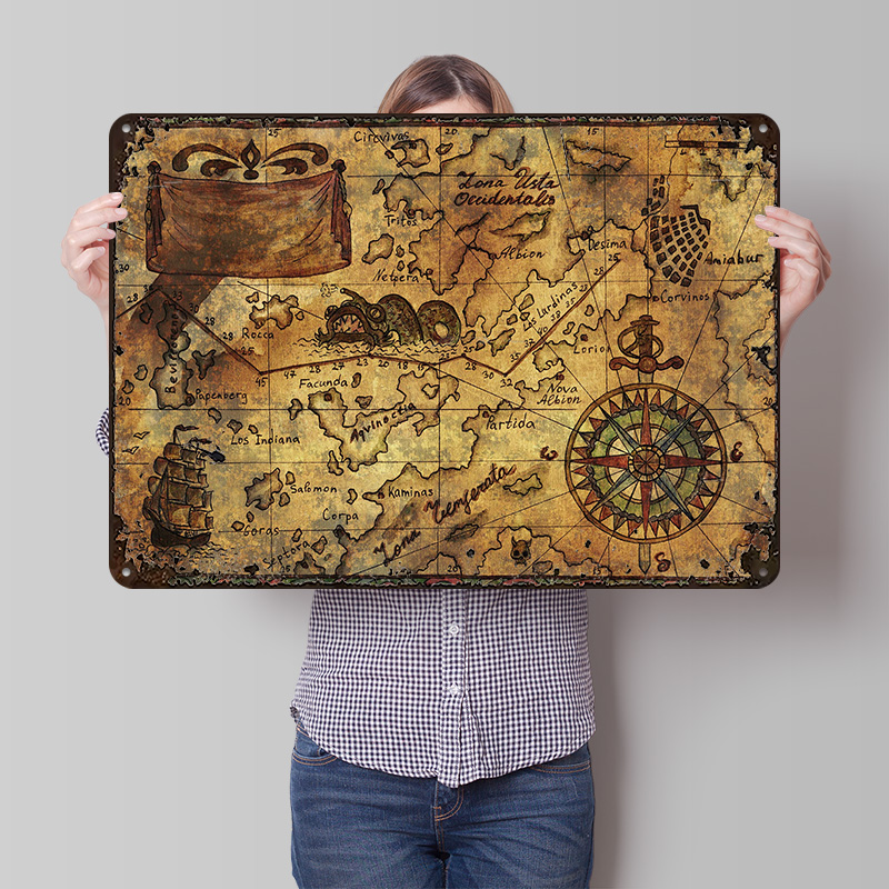 Custom Map Poster - Vintage wereldkaart geprinte poster gepersonaliseerde retro