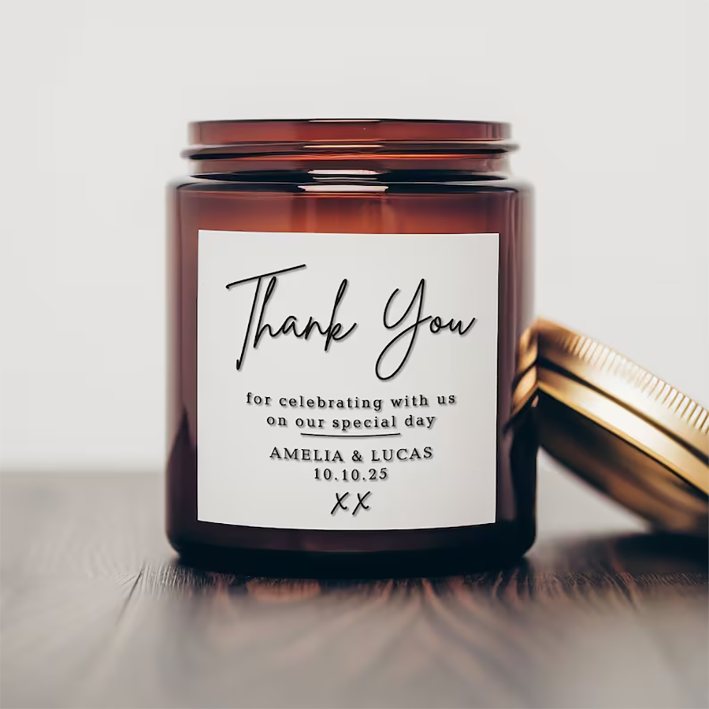 Gepersonaliseerde vierkante st - Personalised Candle Label recensie en prijs