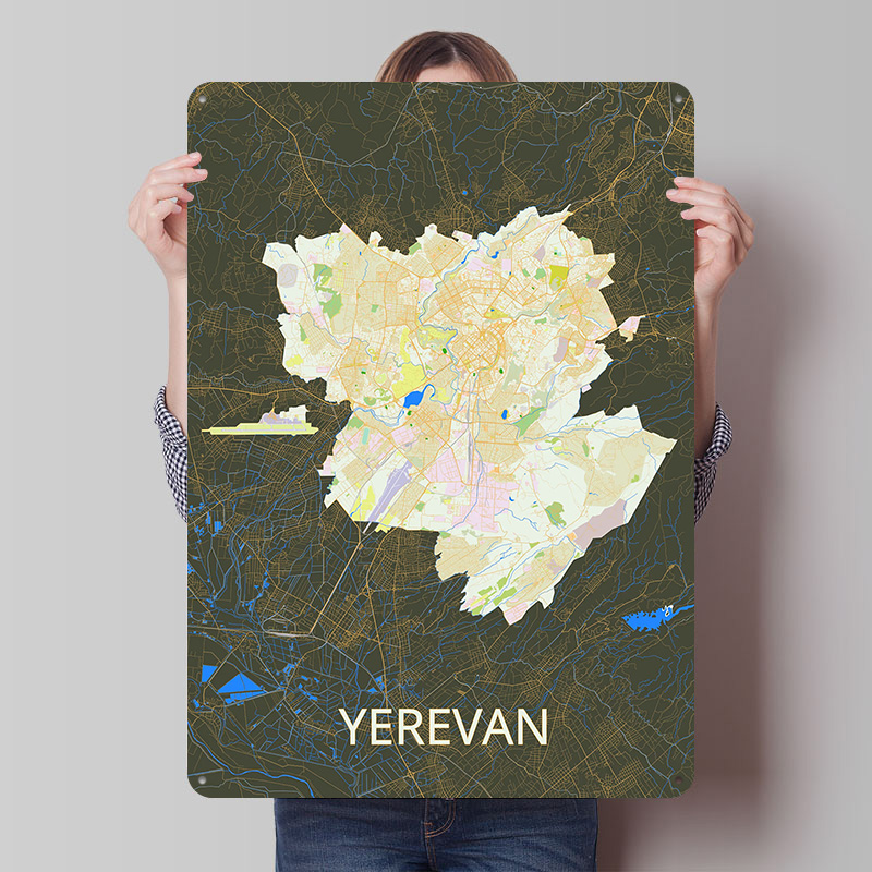 Yerevan stadskaart blikken pos - Custom Map Poster recensie en prijs