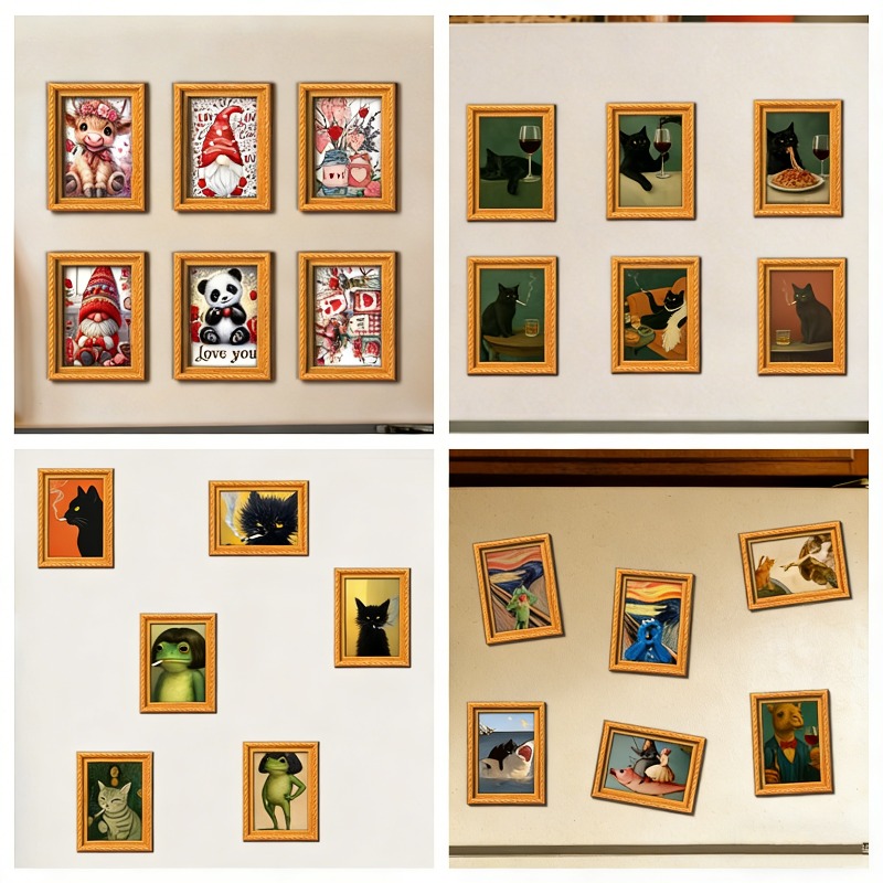 6 stks/set Houten Koelkastmagn - Engraved Wood Frame recensie en prijs